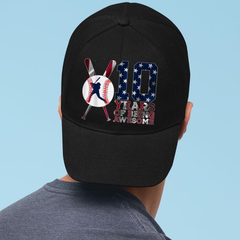 Mckenzieshoponline 10 YEARS OF BEING AWESOME BASEBALL 10TH BIRTHDAY Cap - Image 2