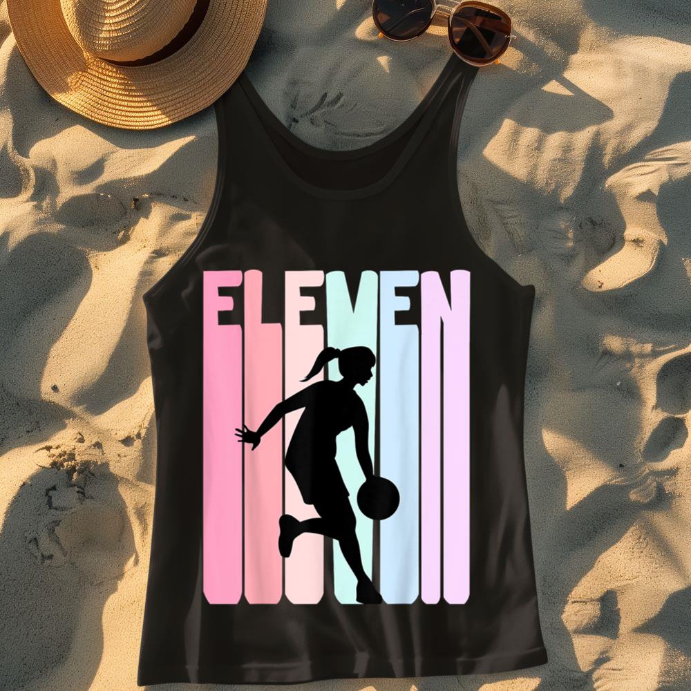 Mckenzieshoponline 11th Birthday Retro Basketball Player 11 Years Old Girls Tank Top