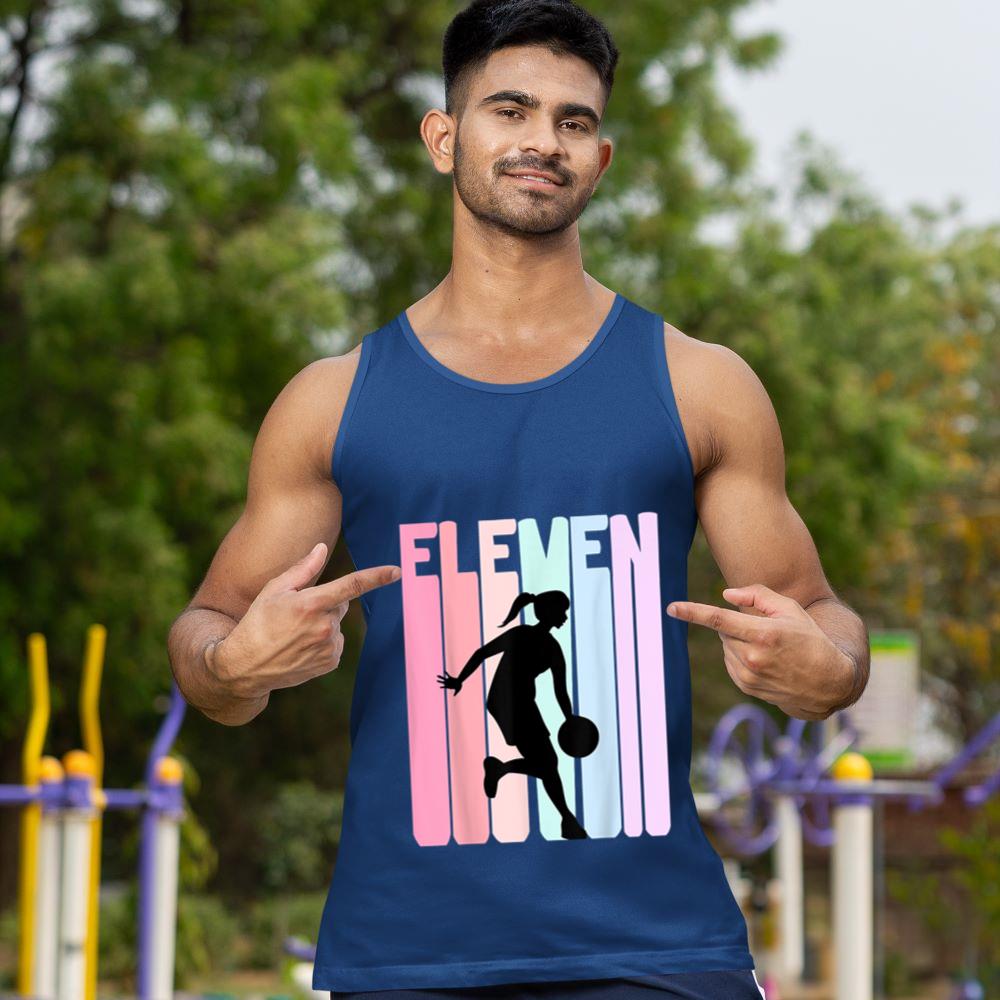 Mckenzieshoponline 11th Birthday Retro Basketball Player 11 Years Old Girls Tank Top - Image 3