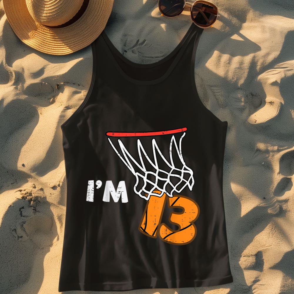 Mckenzieshoponline 13th Birthday Basketball Im 13 Thirteen Year Old Bday Boys Tank Top