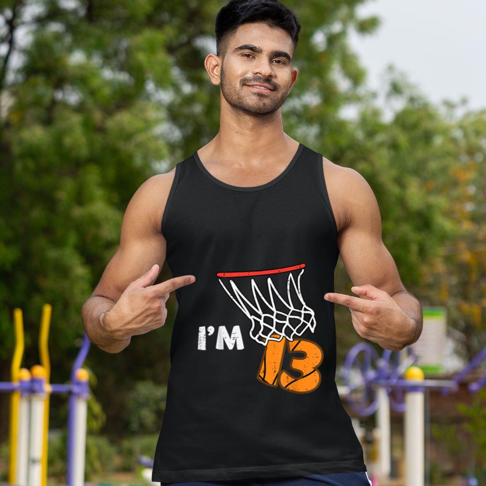 Mckenzieshoponline 13th Birthday Basketball Im 13 Thirteen Year Old Bday Boys Tank Top - Image 2