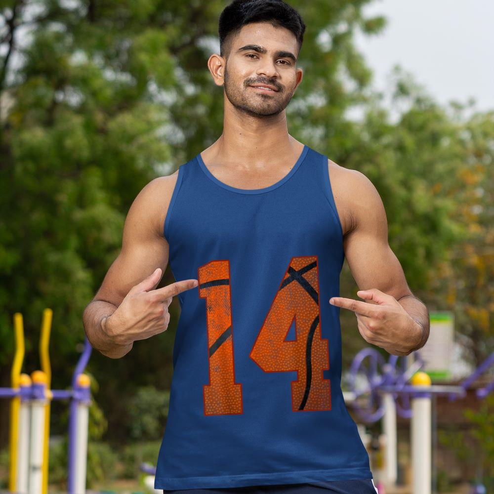 Mckenzieshoponline 14th Birthday Party Fourteen 14 Year Old Basketball Bday Boy Tank Top - Image 3