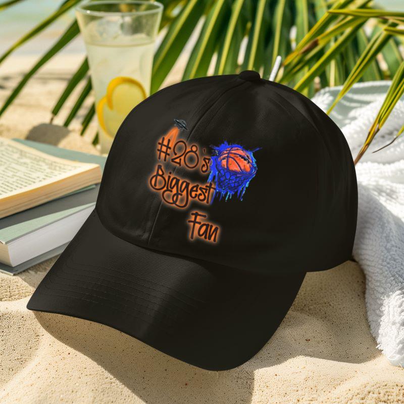 Mckenzieshoponline #28 Biggest Fan of Basketball Player Number 28 Dad Mom Cap