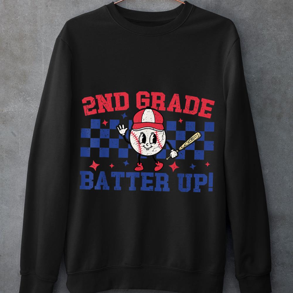 Mckenzieshoponline - 2nd Grade Batter Up Back To School Baseball Teacher Kids Sweatshirt