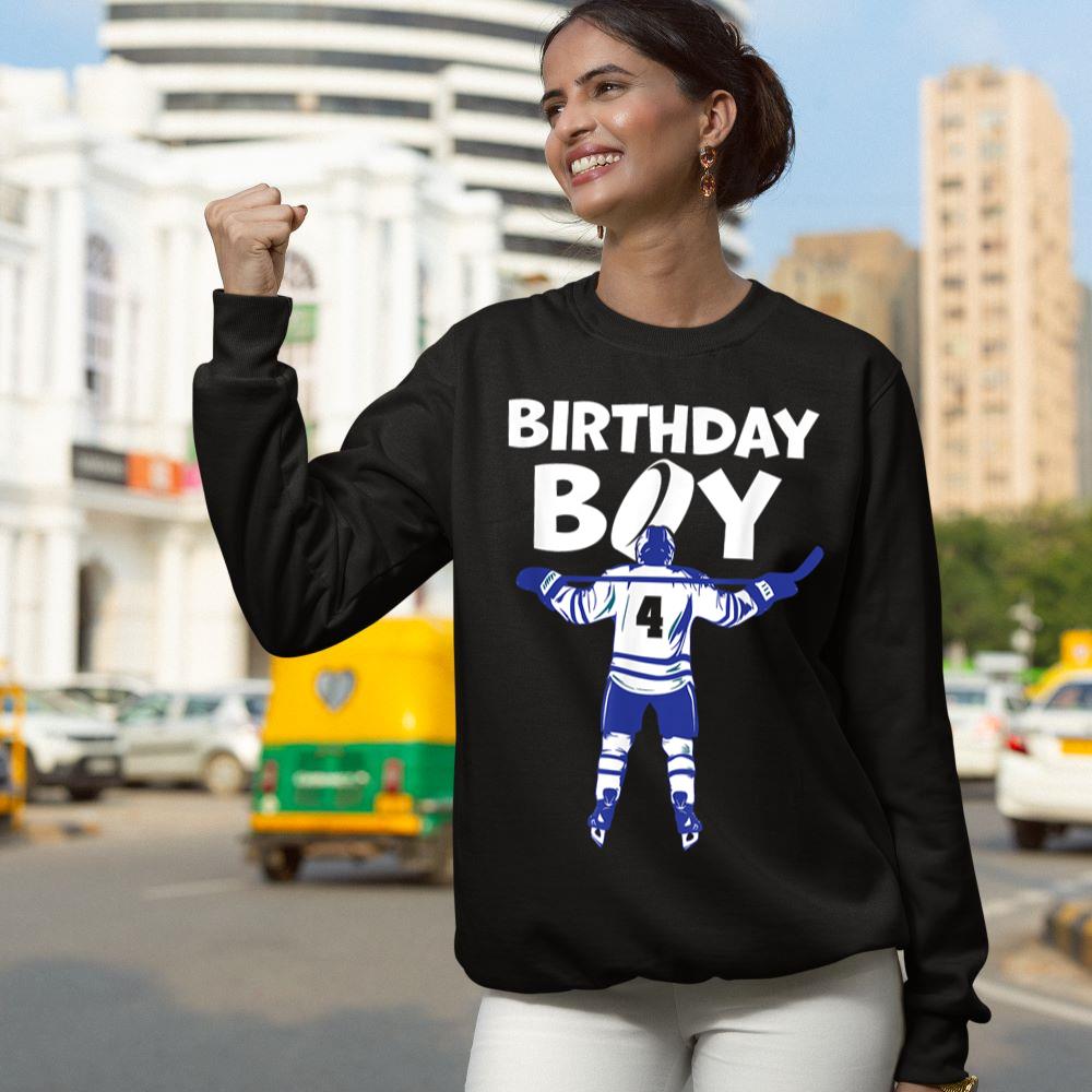 Mckenzieshoponline 4th Birthday Ice Hockey Boy 4 Year Old Hockey Player Sweatshirt - Image 4