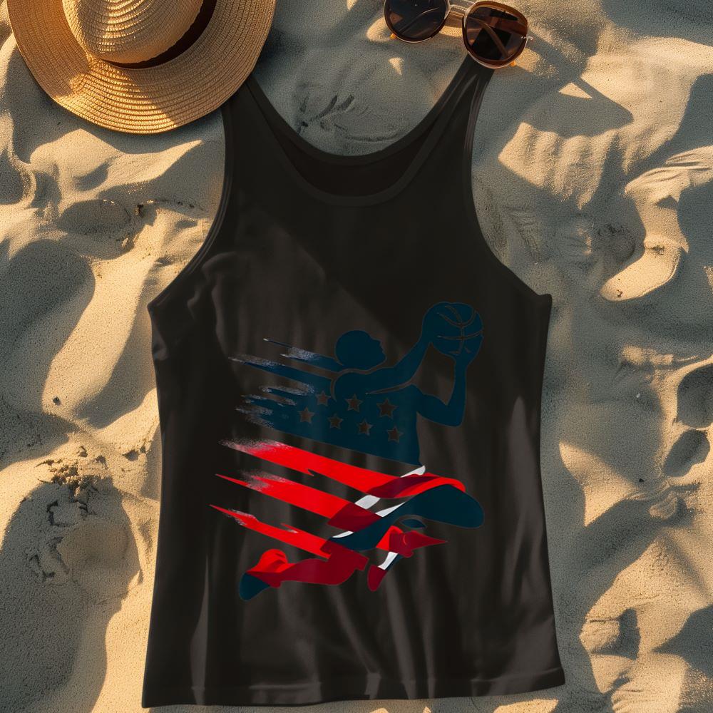 Mckenzieshoponline 4th of July Basketball American Flag Shirt Men Kids Boys USA Tank Top
