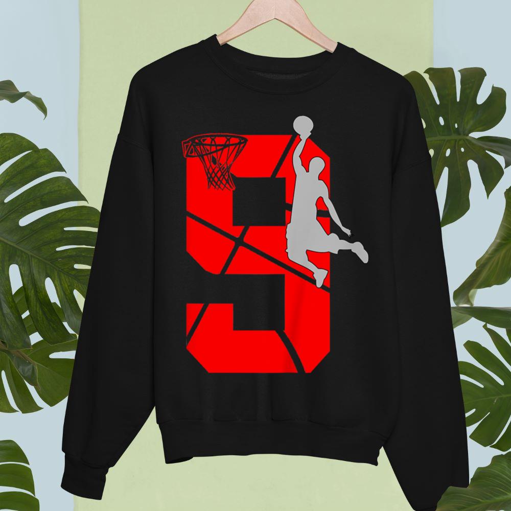 Mckenzieshoponline 9 Year Old 9th Basketball Birthday PartyTheme Boys Girls Sweatshirt