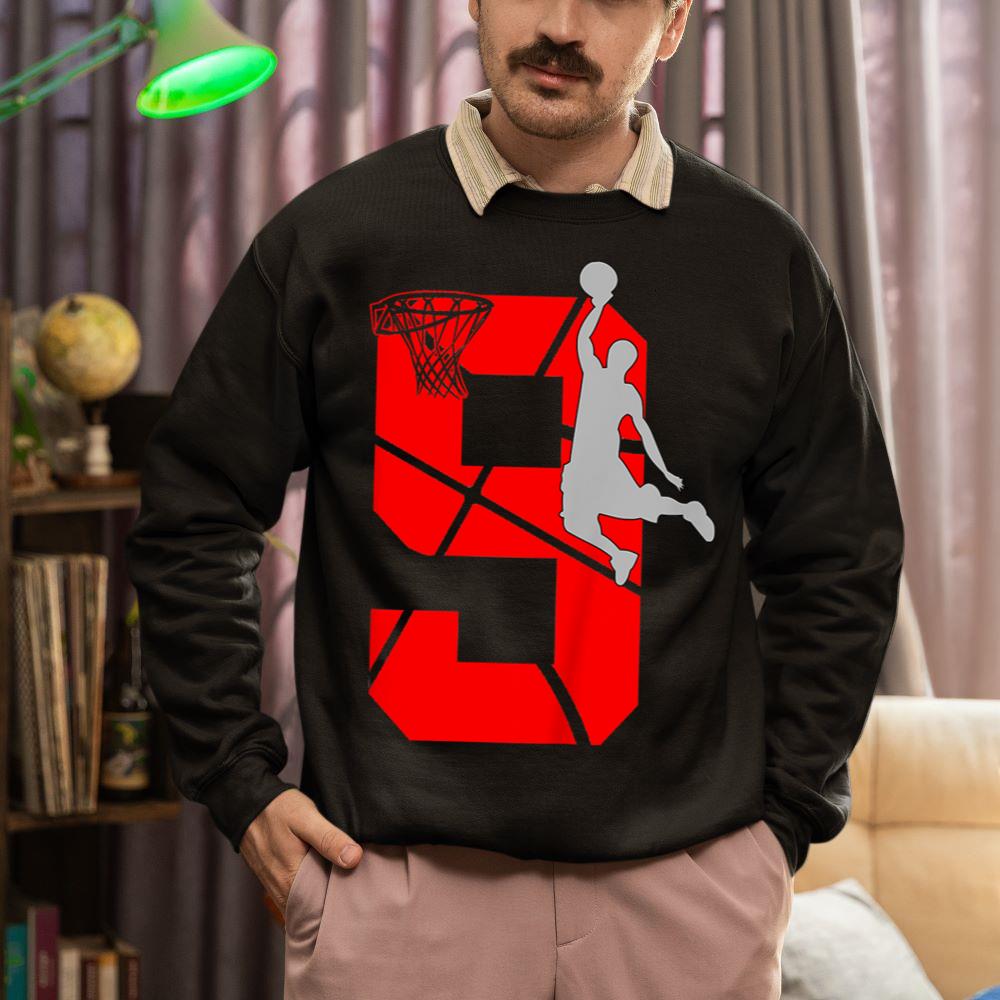 Mckenzieshoponline 9 Year Old 9th Basketball Birthday PartyTheme Boys Girls Sweatshirt - Image 2