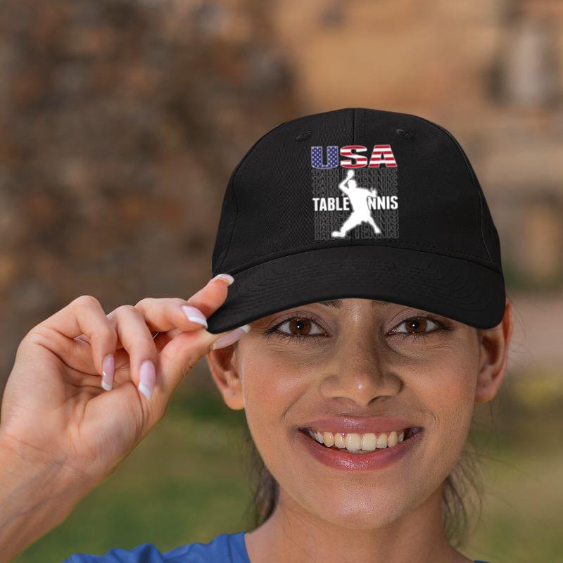 Mckenzieshoponline America Table Tennis Fans Jersey American Flag Ping Pong Cap - Image 2