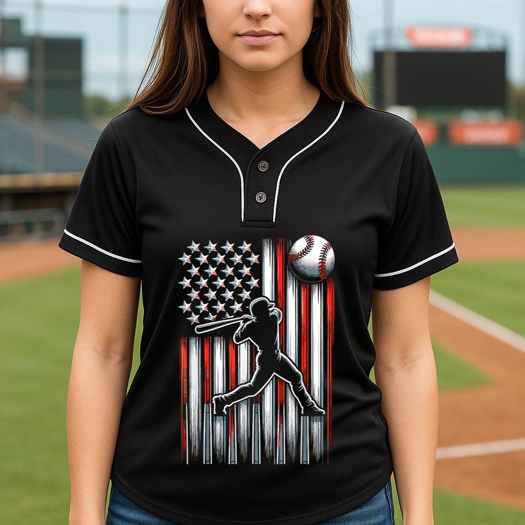 Mckenzieshoponline American Flag Patriotic Baseball Baseball Jersey - Image 4