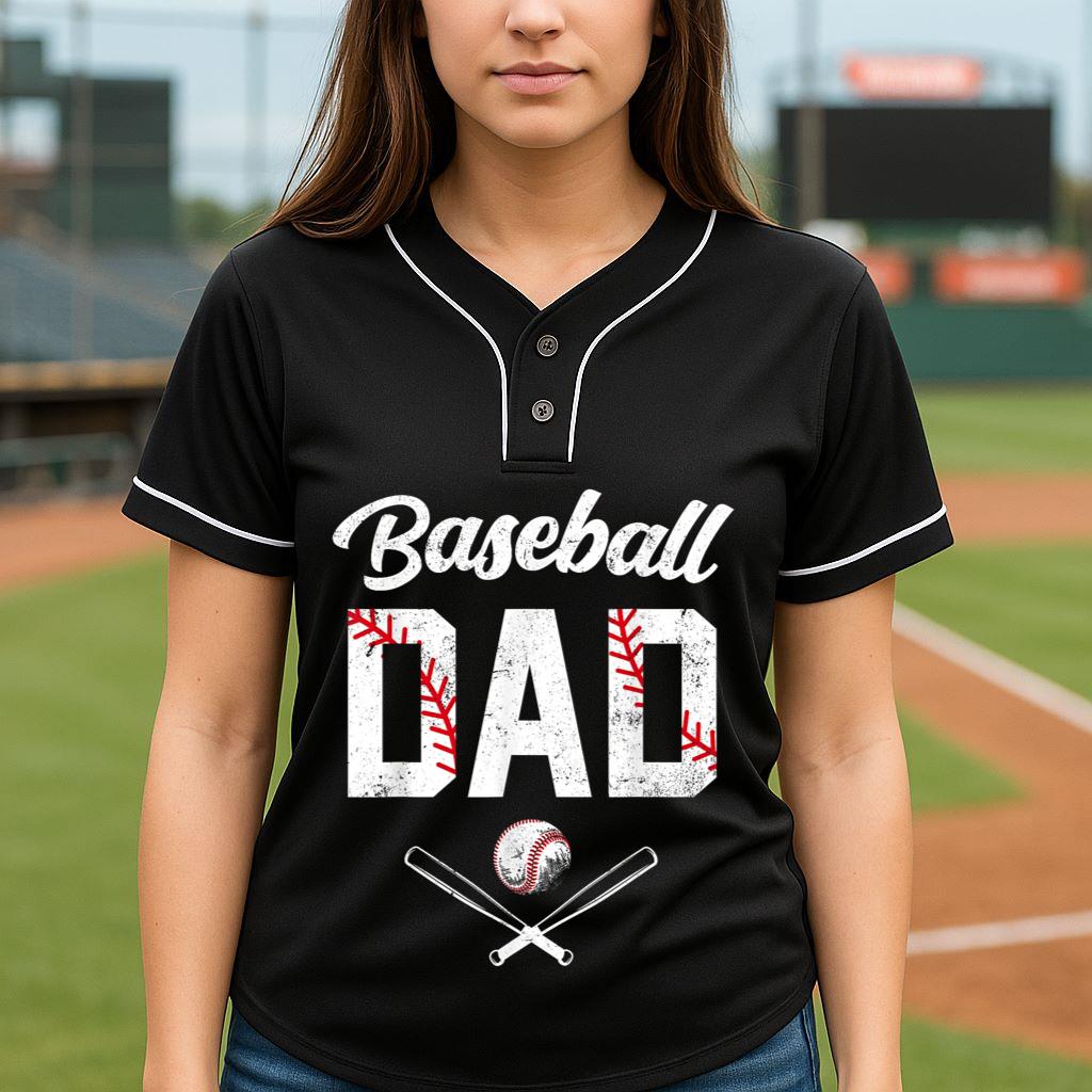 Mckenzieshoponline Baseball Dad Happy Fathers Day Shirts for Men Wife Daughter Baseball Jersey - Image 4