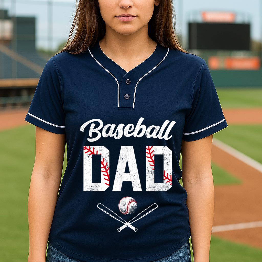 Mckenzieshoponline Baseball Dad Happy Fathers Day Shirts for Men Wife Daughter Baseball Jersey - Image 5