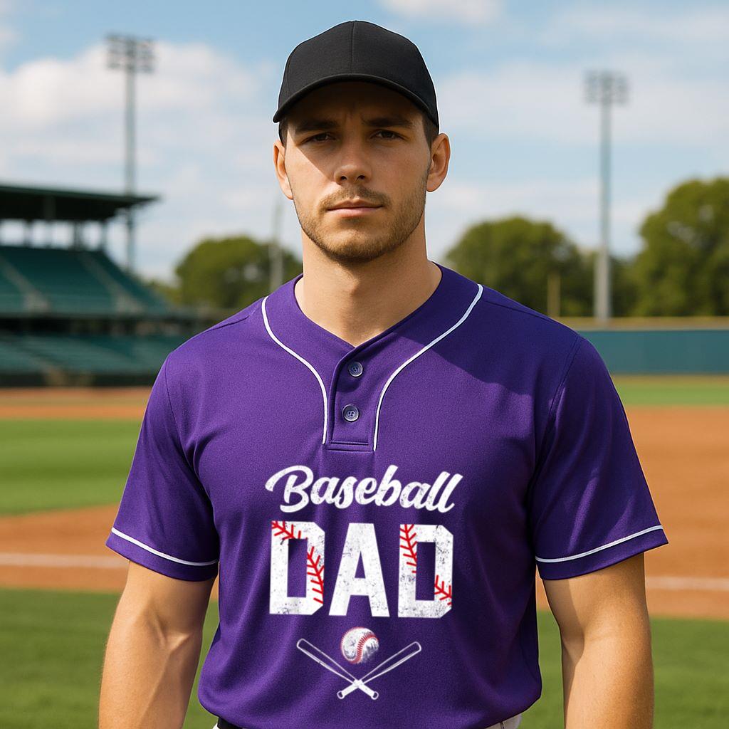 Mckenzieshoponline Baseball Dad Happy Fathers Day Shirts for Men Wife Daughter Baseball Jersey - Image 3