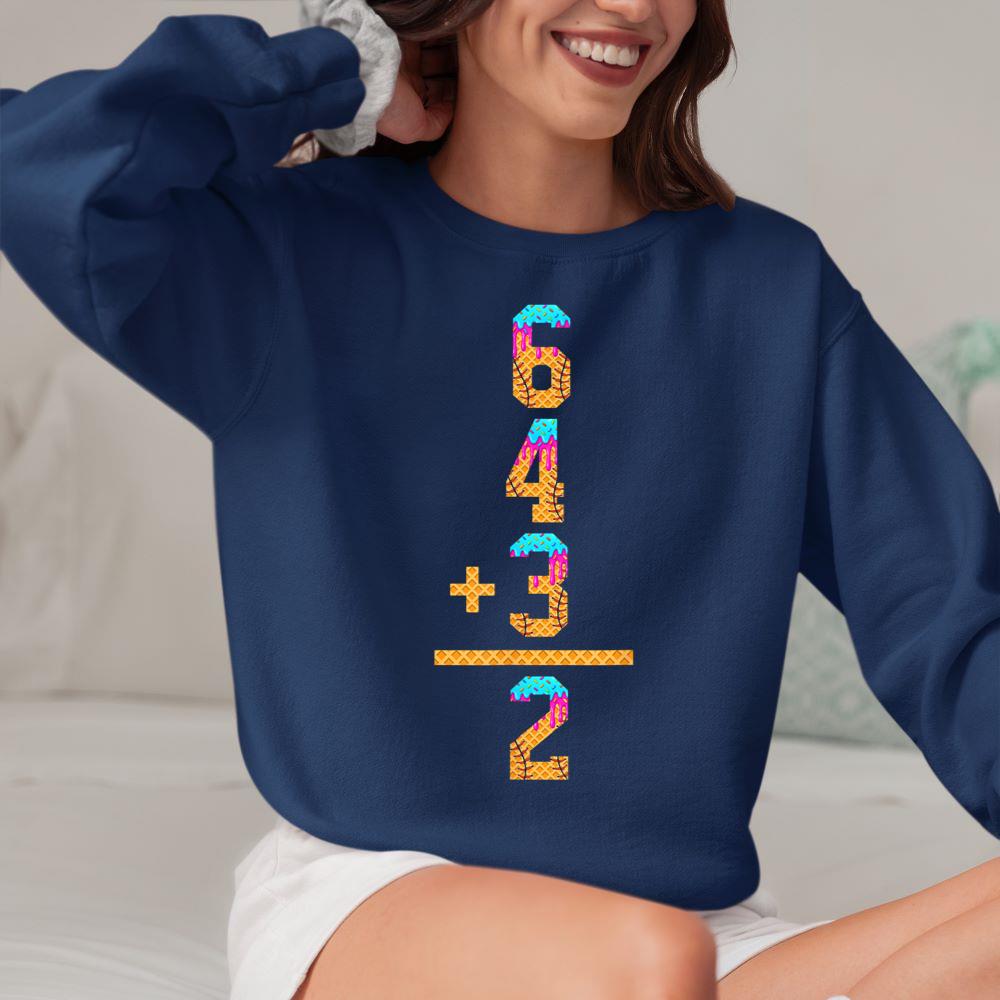 Mckenzieshoponline - Baseball Ice Cream Drip Inspired Math 6 4 3 2 Double Play Sweatshirt - Image 4