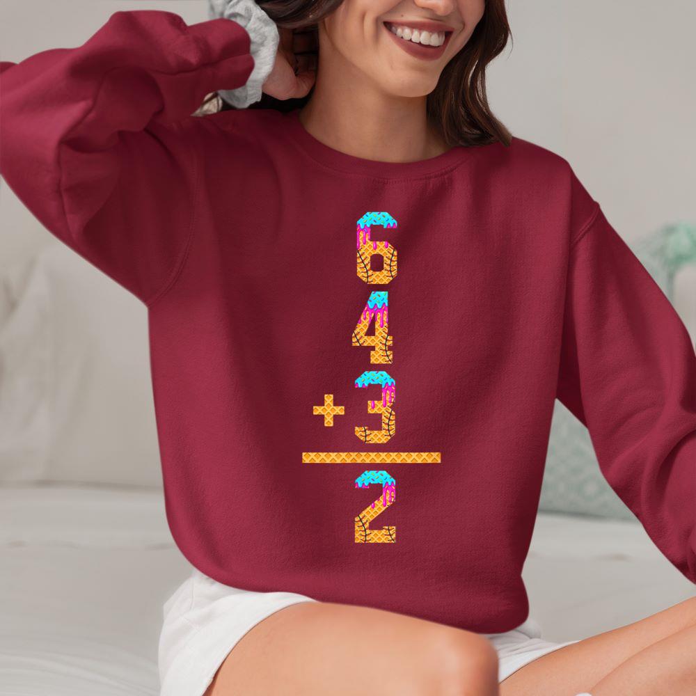 Mckenzieshoponline - Baseball Ice Cream Drip Inspired Math 6 4 3 2 Double Play Sweatshirt - Image 5