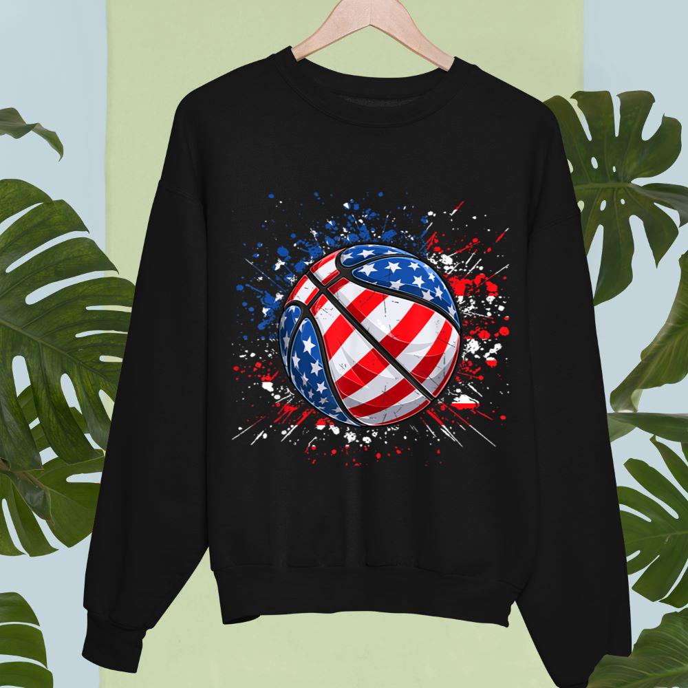 Mckenzieshoponline Basketball American Flag 4th Of July Men Boys Basketball Sweatshirt