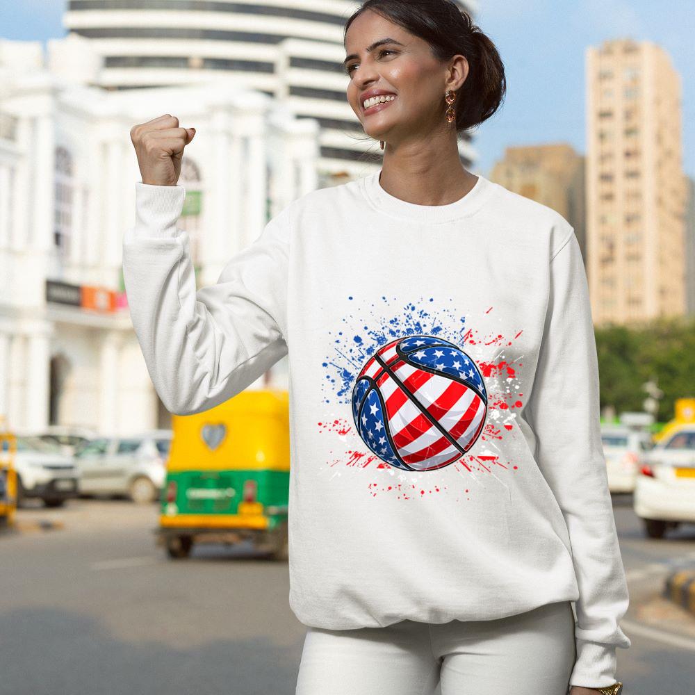Mckenzieshoponline Basketball American Flag 4th Of July Men Boys Basketball Sweatshirt - Image 5