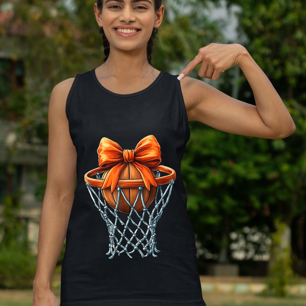 Mckenzieshoponline Basketball Coquette Bow Mom Game Day Women Girls Kids Tank Top - Image 4