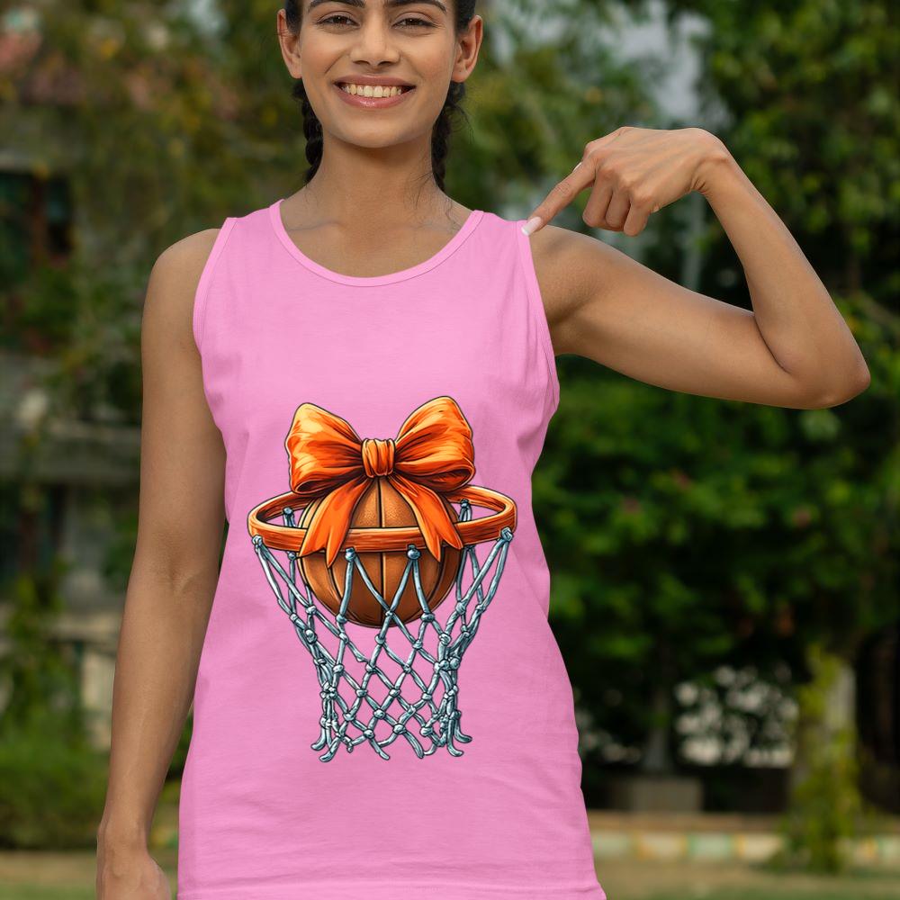 Mckenzieshoponline Basketball Coquette Bow Mom Game Day Women Girls Kids Tank Top - Image 5