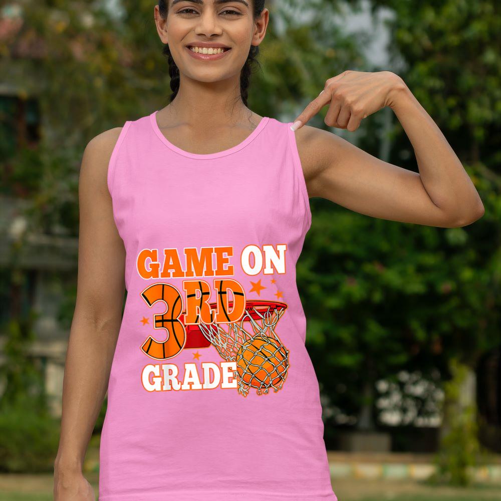 Mckenzieshoponline Basketball First Day of Game On 3rd Grade Back To School Tank Top - Image 5