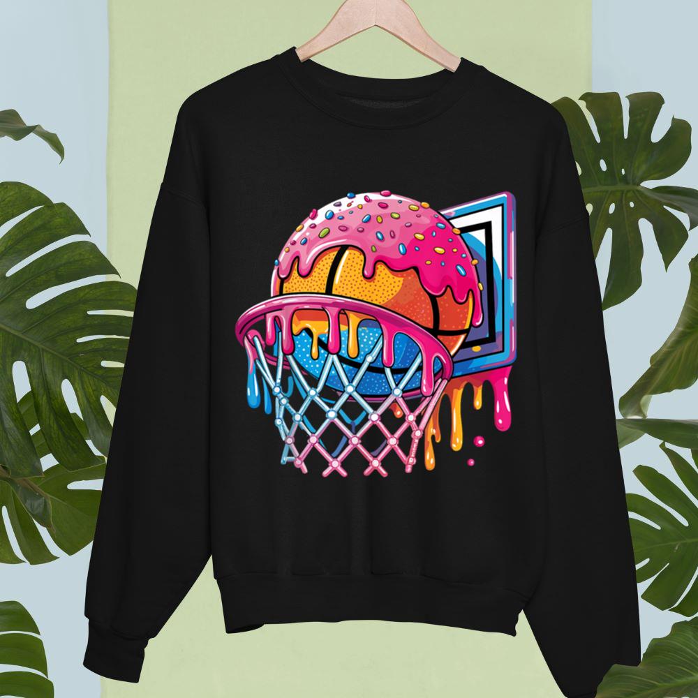 Mckenzieshoponline Basketball Player Ice Cream Basketball Hoop Drip Sweatshirt