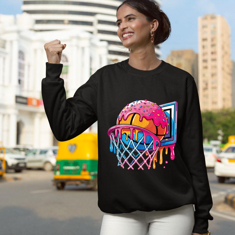 Mckenzieshoponline Basketball Player Ice Cream Basketball Hoop Drip Sweatshirt - Image 4