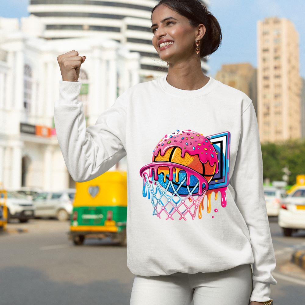 Mckenzieshoponline Basketball Player Ice Cream Basketball Hoop Drip Sweatshirt - Image 5
