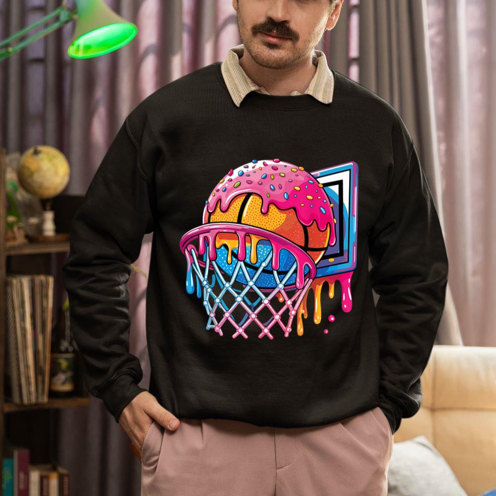 Mckenzieshoponline Basketball Player Ice Cream Basketball Hoop Drip Sweatshirt - Image 2