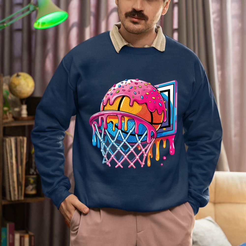 Mckenzieshoponline Basketball Player Ice Cream Basketball Hoop Drip Sweatshirt - Image 3