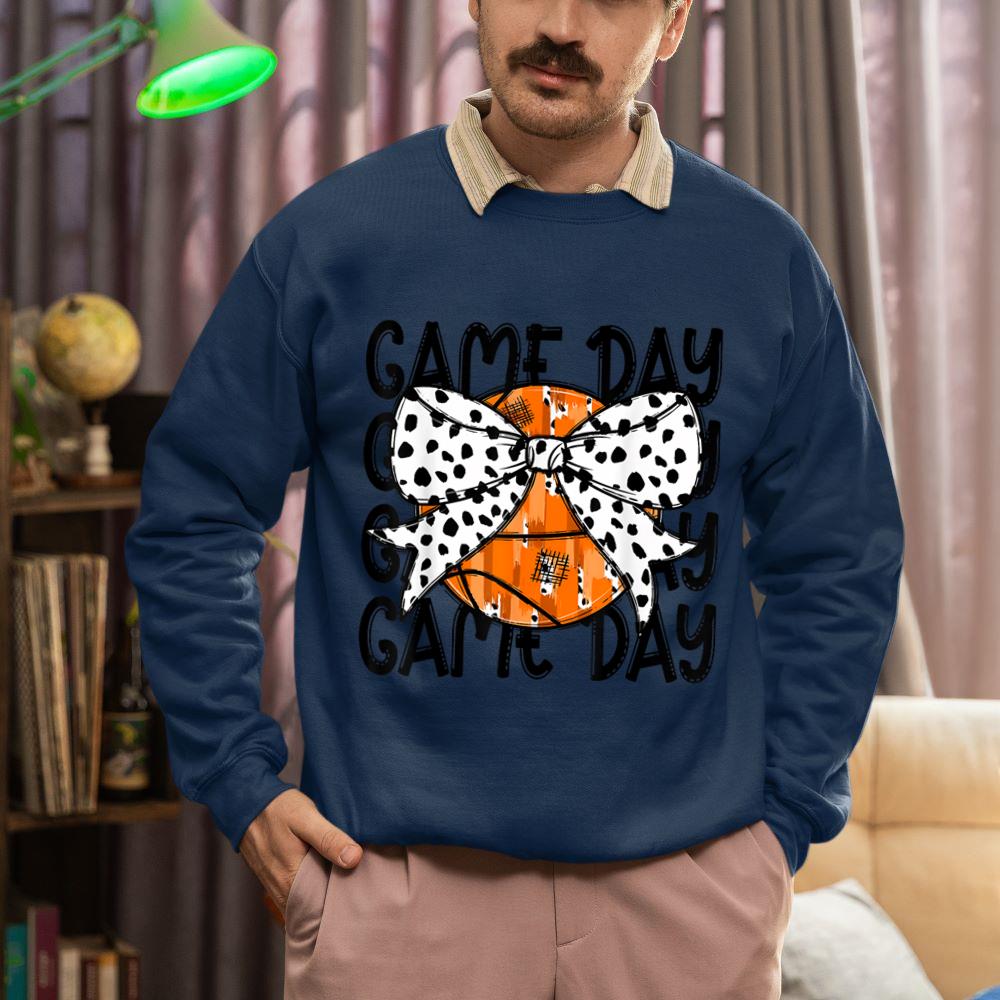 Mckenzieshoponline Coquette Basketball Bow Game Day Basketball Women Girls Sweatshirt - Image 3