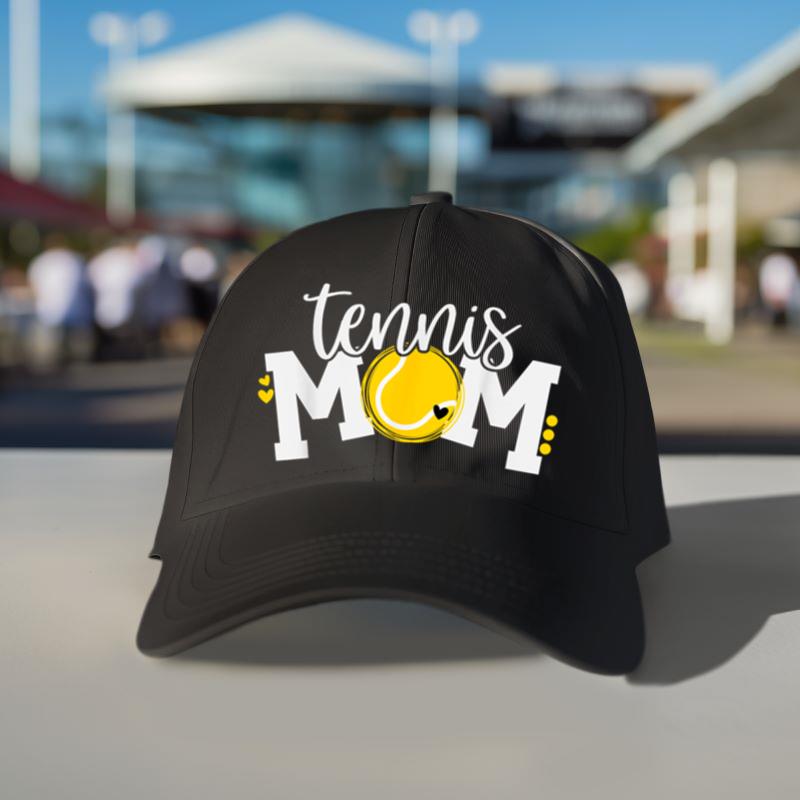 Mckenzieshoponline Cute Tennis Mom with Tennis Ball Graphic Shirt Heart Accents Cap