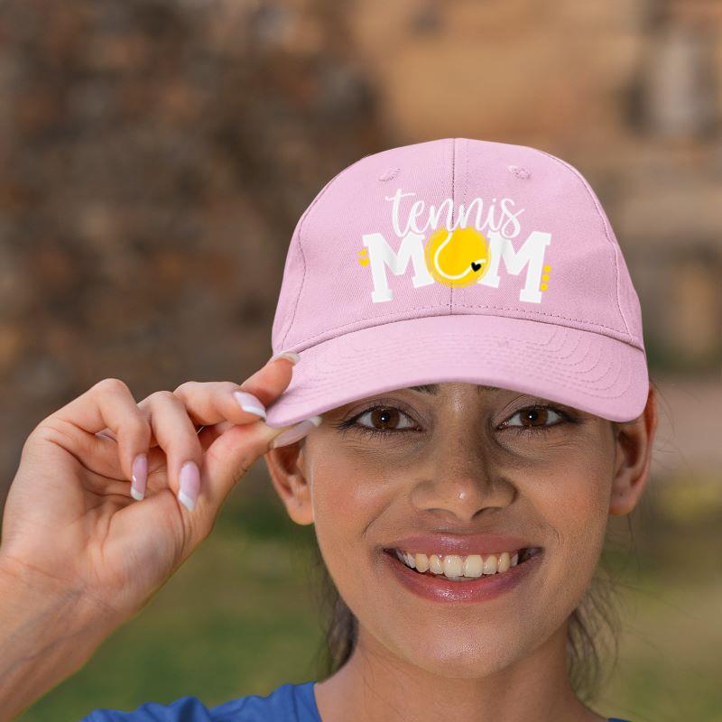 Mckenzieshoponline Cute Tennis Mom with Tennis Ball Graphic Shirt Heart Accents Cap - Image 5