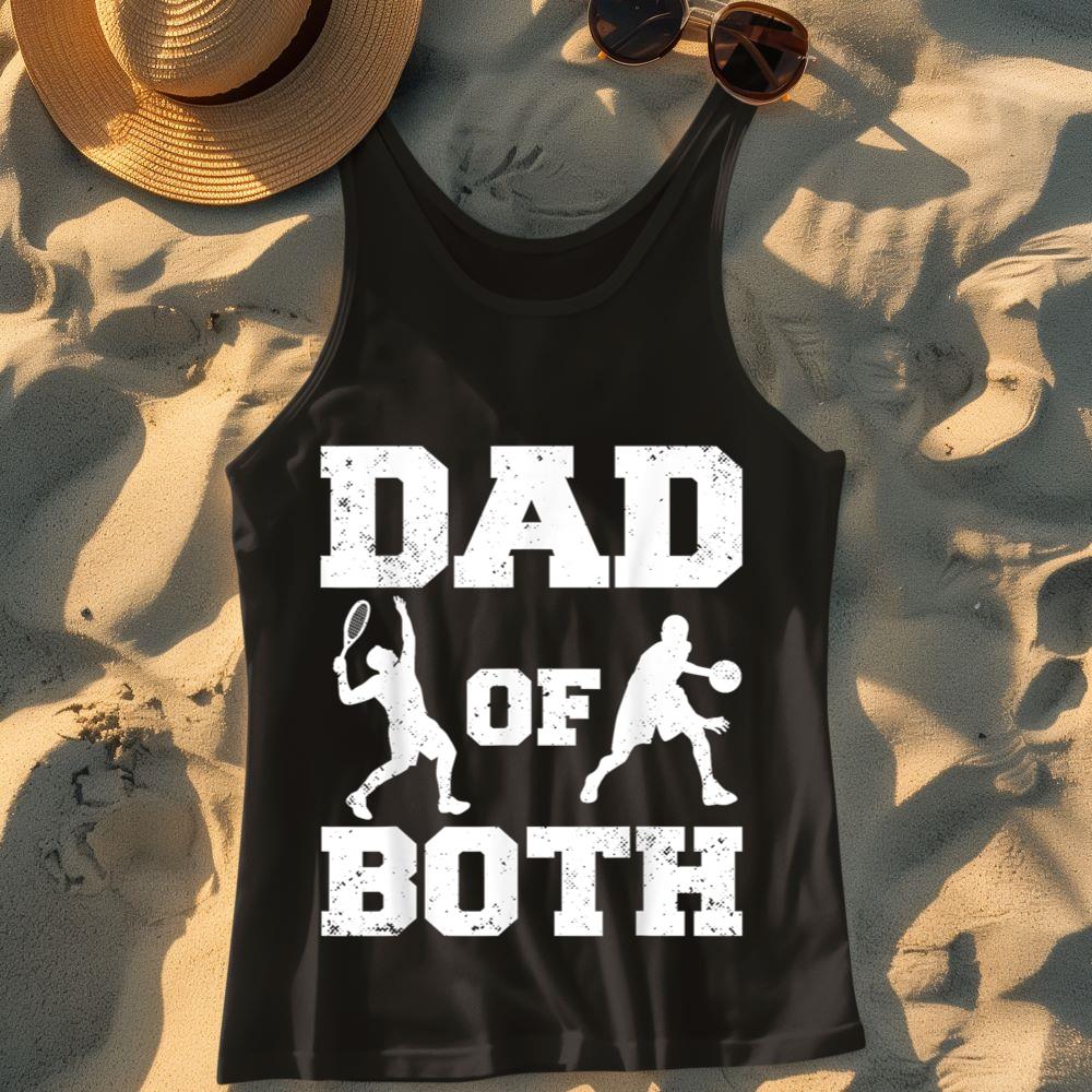 Mckenzieshoponline Dad Of Both Funny Tennis Basketball Dad Tank Top