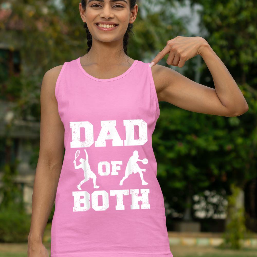 Mckenzieshoponline Dad Of Both Funny Tennis Basketball Dad Tank Top - Image 5