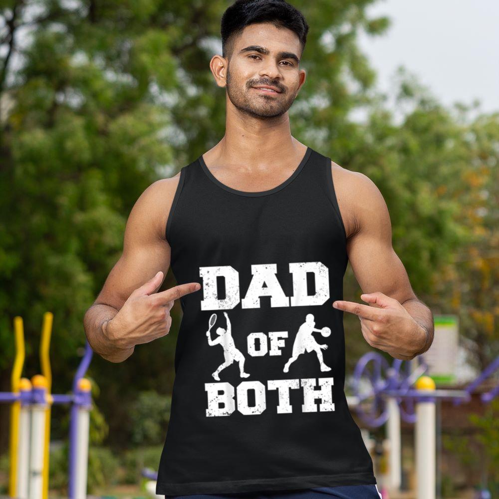 Mckenzieshoponline Dad Of Both Funny Tennis Basketball Dad Tank Top - Image 2