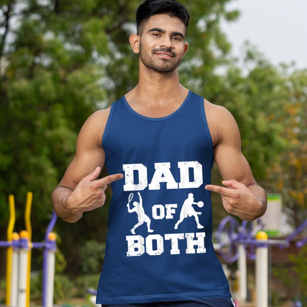 Mckenzieshoponline Dad Of Both Funny Tennis Basketball Dad Tank Top - Image 3
