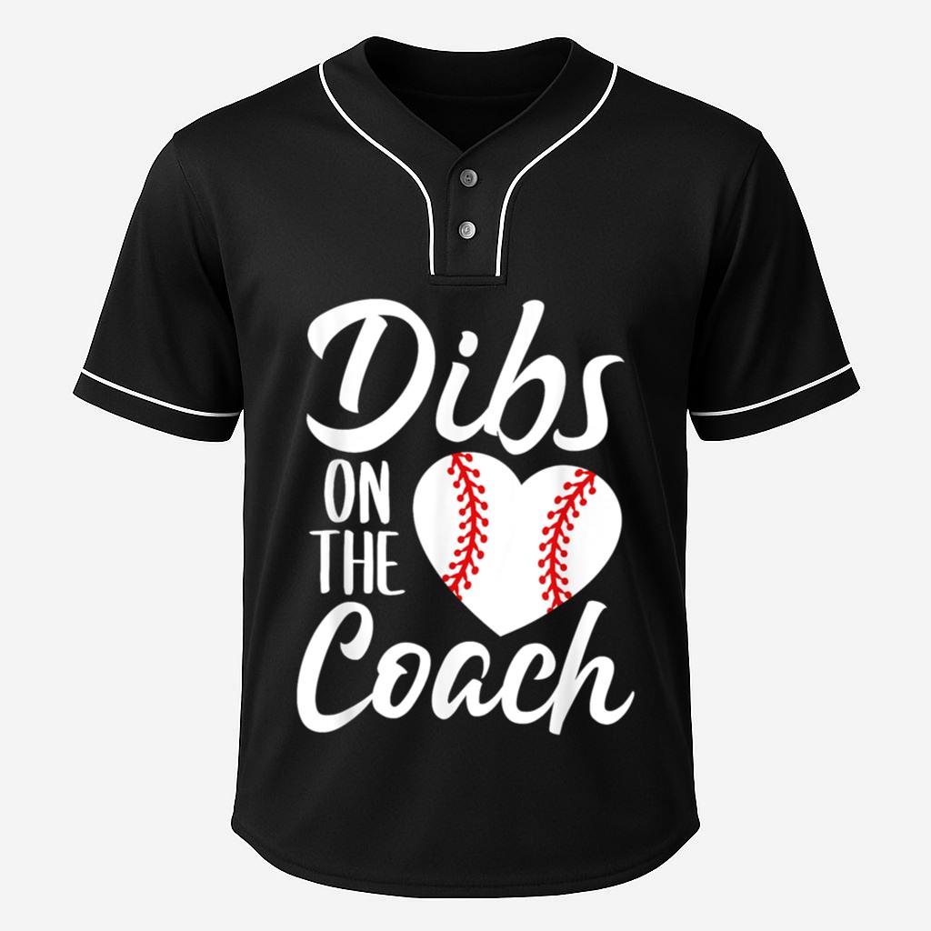 Mckenzieshoponline Dibs On The Coach Funny Baseball Heart Cute Mother's Day Baseball Jersey