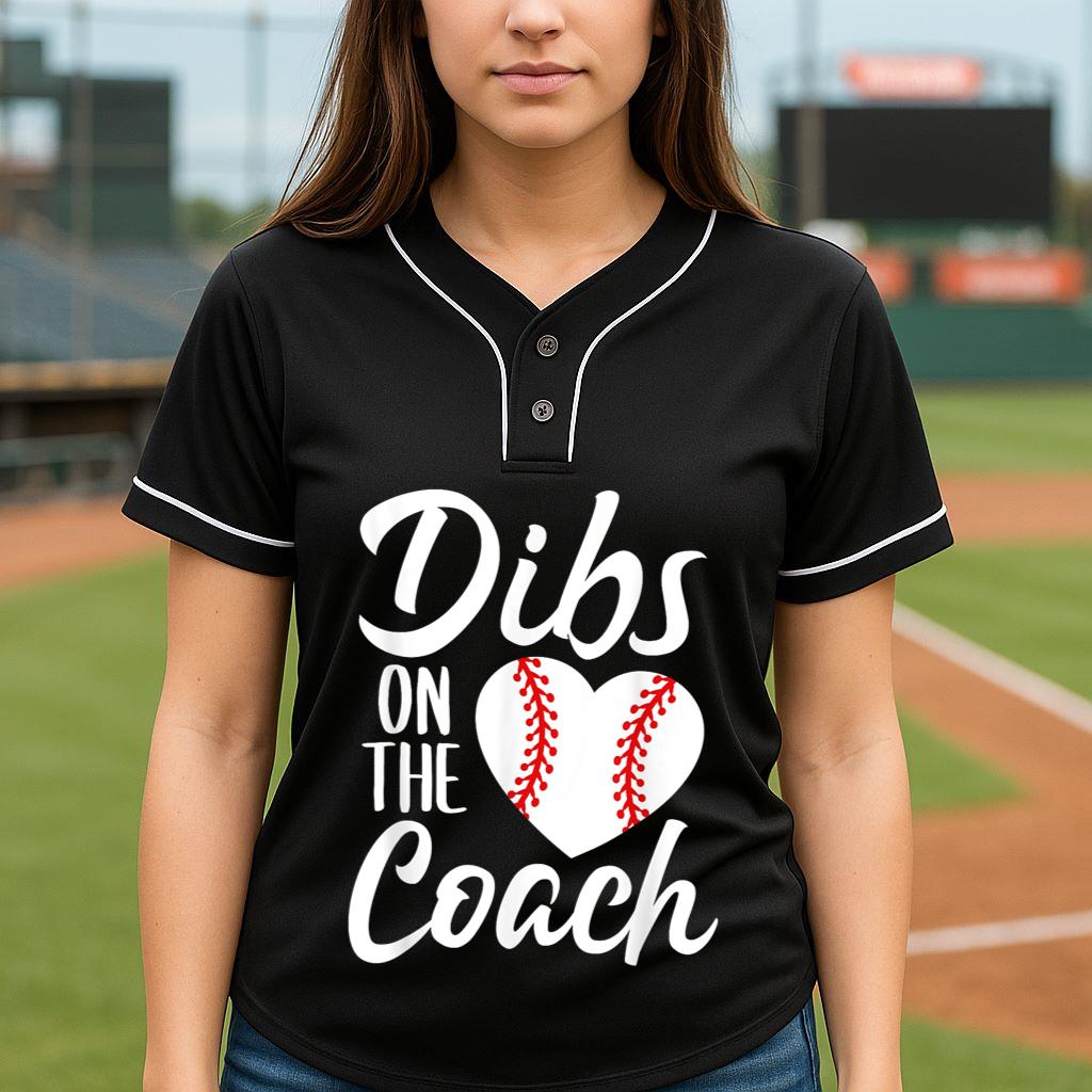 Mckenzieshoponline Dibs On The Coach Funny Baseball Heart Cute Mother's Day Baseball Jersey - Image 4