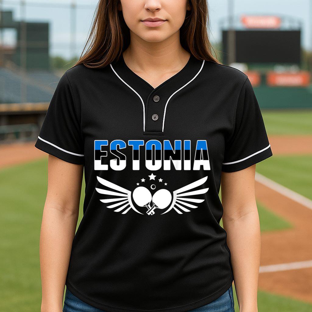 Mckenzieshoponline Estonia Table Tennis Lovers Support Estonian Ping Pong Team Baseball Jersey - Image 4