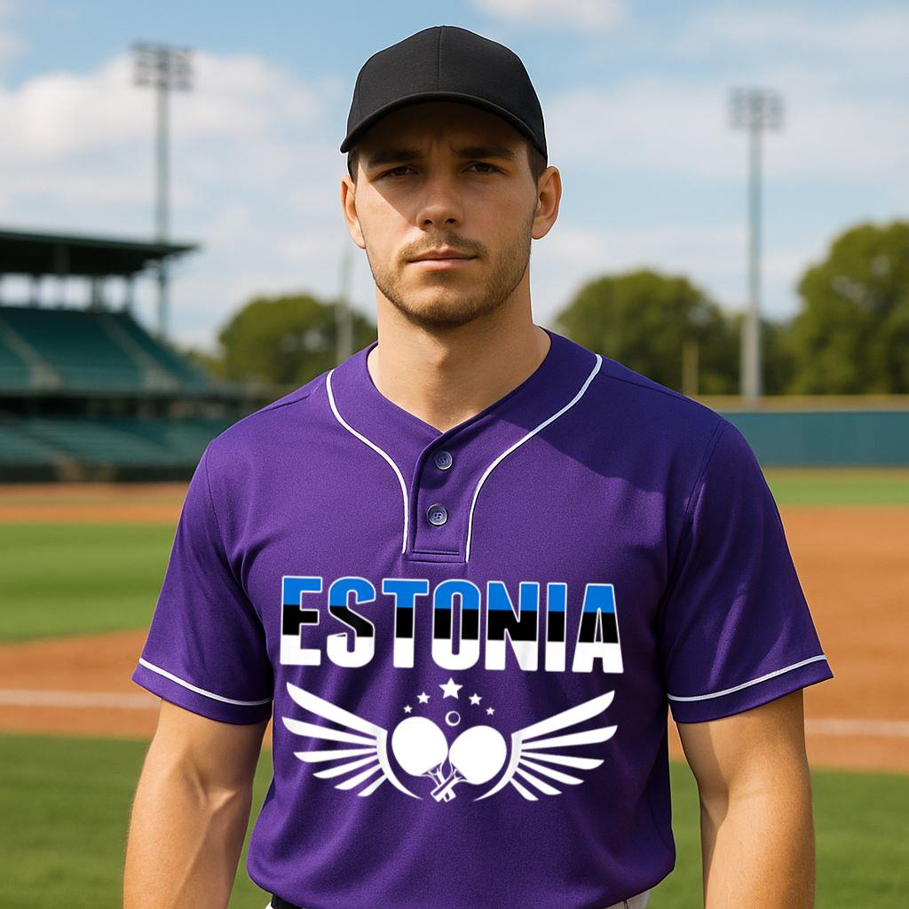 Mckenzieshoponline Estonia Table Tennis Lovers Support Estonian Ping Pong Team Baseball Jersey - Image 3