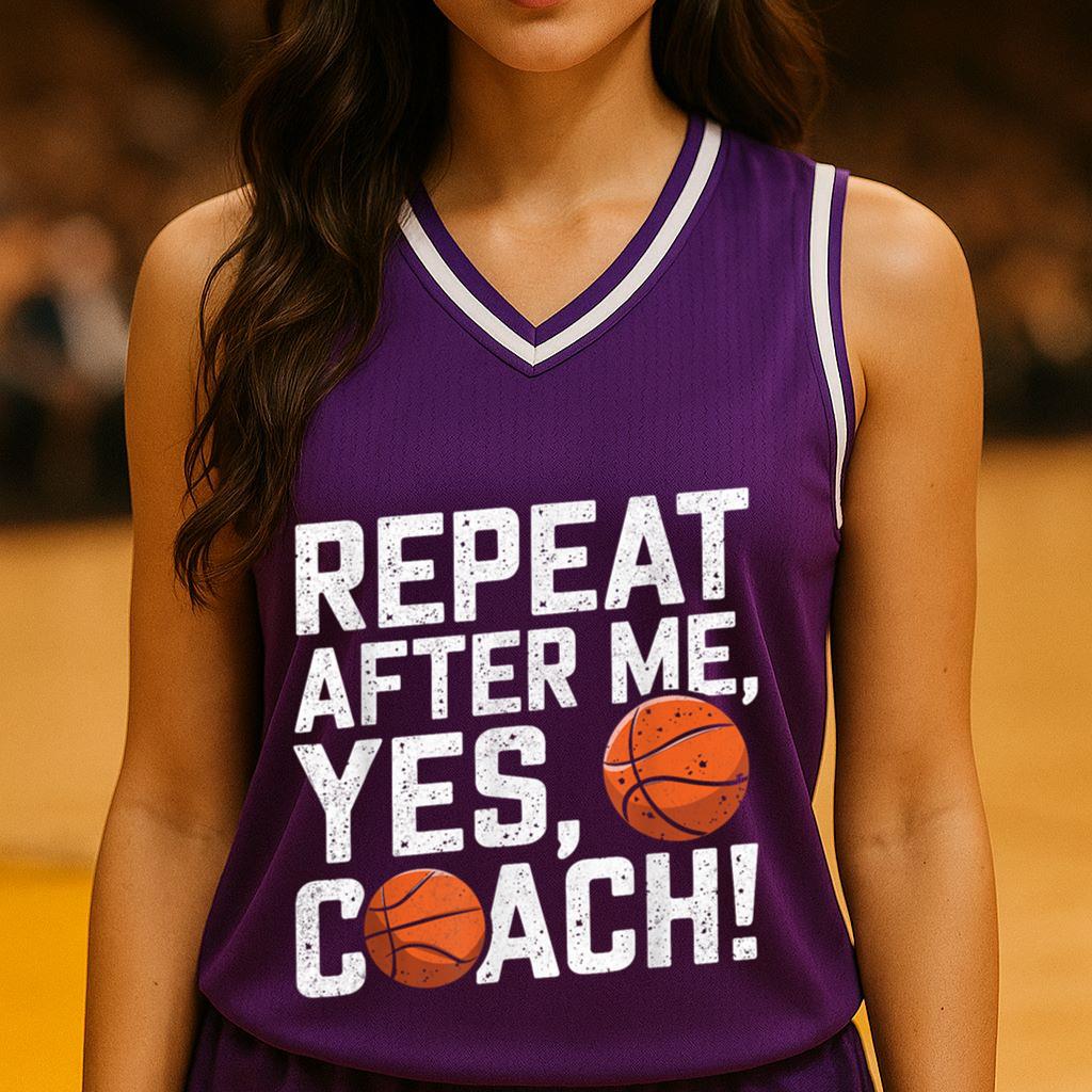 Mckenzieshoponline Funny Basketball Coach Shirts Men Repeat After Me Yes Coach Basketball Jersey - Image 5