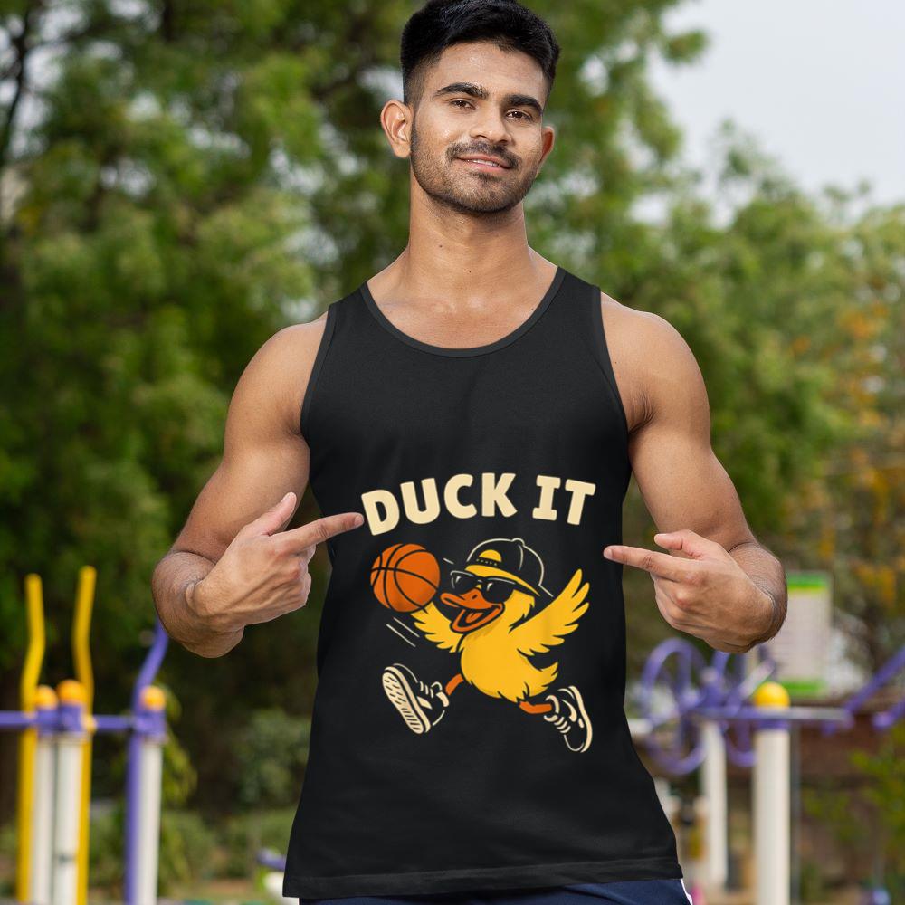 Mckenzieshoponline Funny Basketball Duck it Cool Sports Humor Duck Dunk Tank Top - Image 2