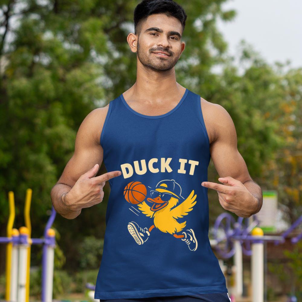 Mckenzieshoponline Funny Basketball Duck it Cool Sports Humor Duck Dunk Tank Top - Image 3