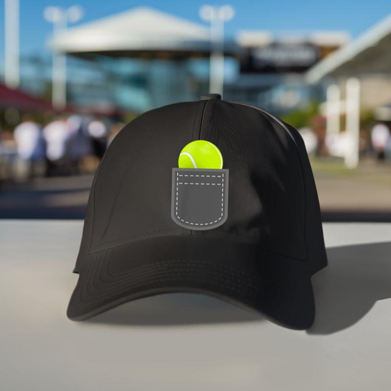 Mckenzieshoponline Funny tennis ball in fake pocket for humorous tennis player Cap