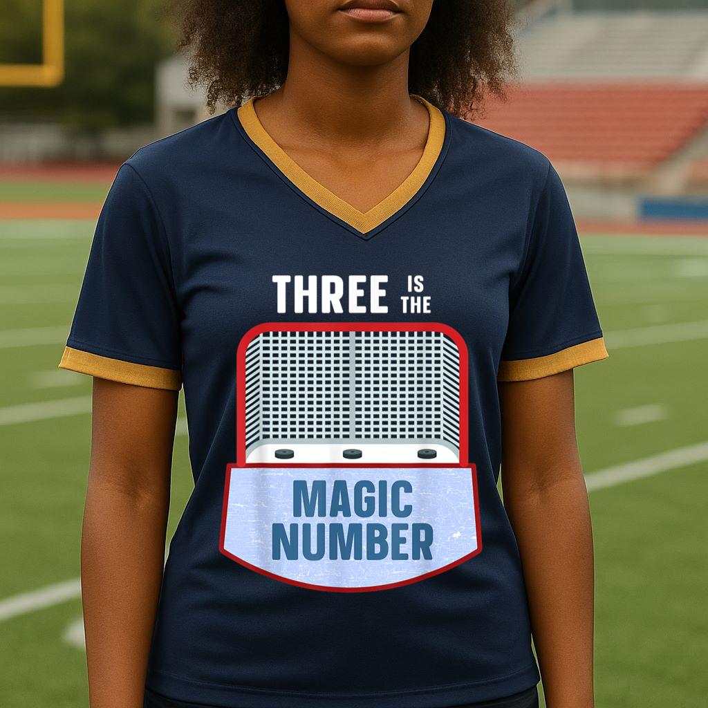 Mckenzieshoponline Hat Trick Three Goals Magic Number Funny Hockey Fan Player Football Jersey - Image 4