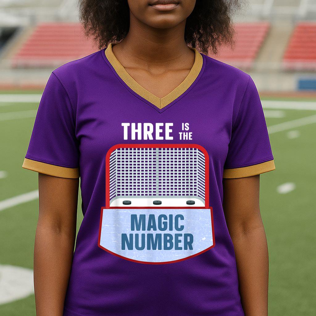 Mckenzieshoponline Hat Trick Three Goals Magic Number Funny Hockey Fan Player Football Jersey - Image 5