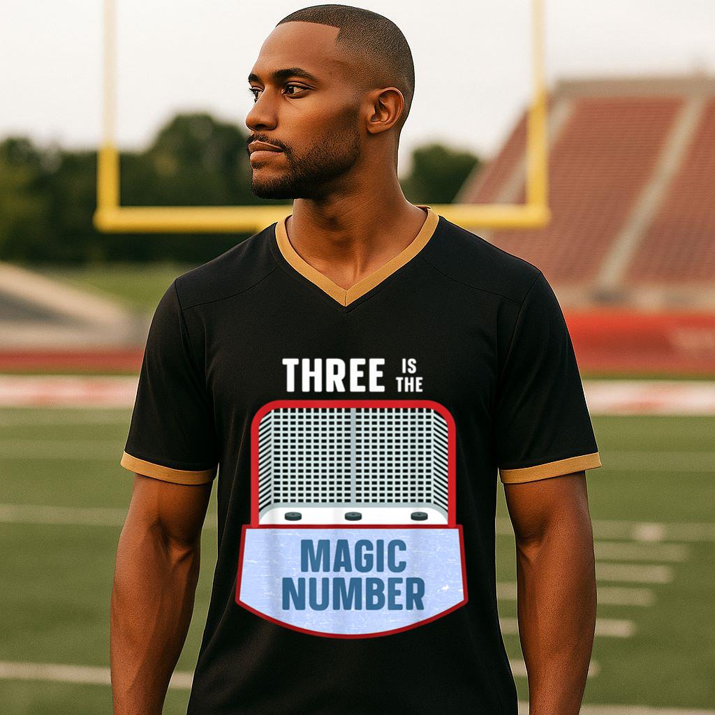 Mckenzieshoponline Hat Trick Three Goals Magic Number Funny Hockey Fan Player Football Jersey - Image 2