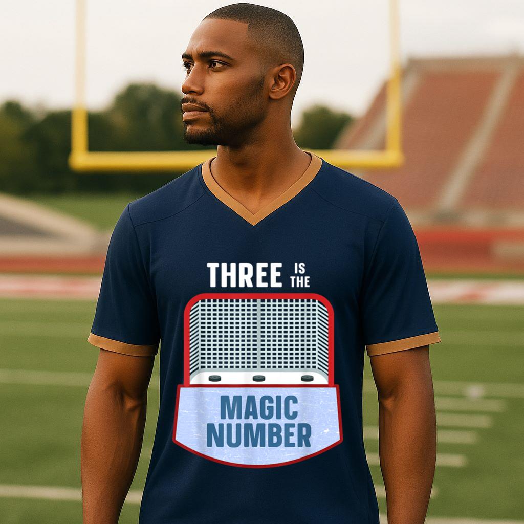 Mckenzieshoponline Hat Trick Three Goals Magic Number Funny Hockey Fan Player Football Jersey - Image 3