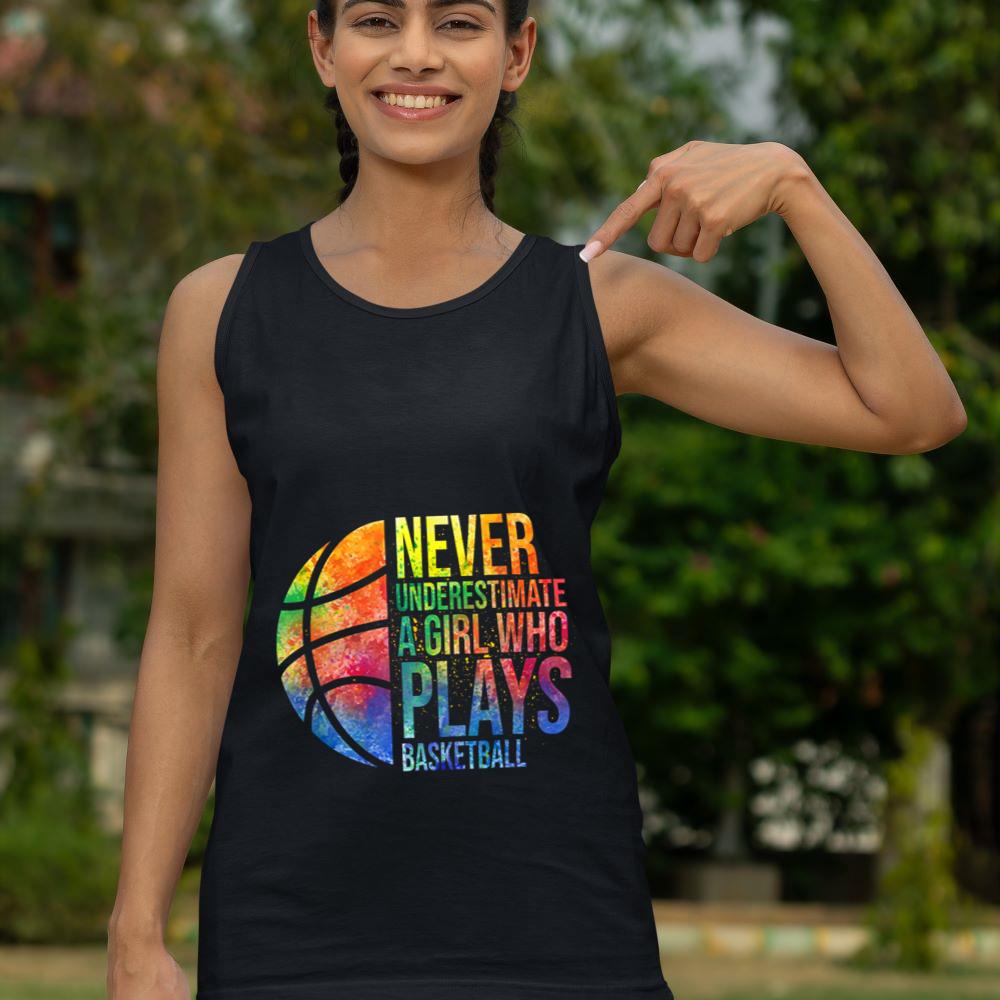 Mckenzieshoponline Hoops Girls Never Underestimate A Girl Who Plays Basketball Tank Top - Image 4