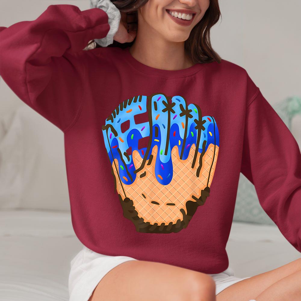 Mckenzieshoponline - Ice Cream Cone Baseball Glove Drip Sweatshirt - Image 5